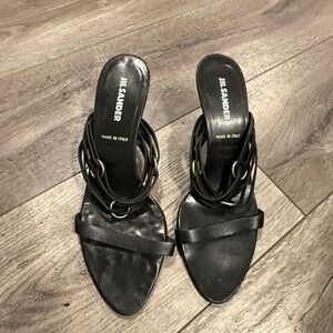Jil Sander Black Strappy Heels